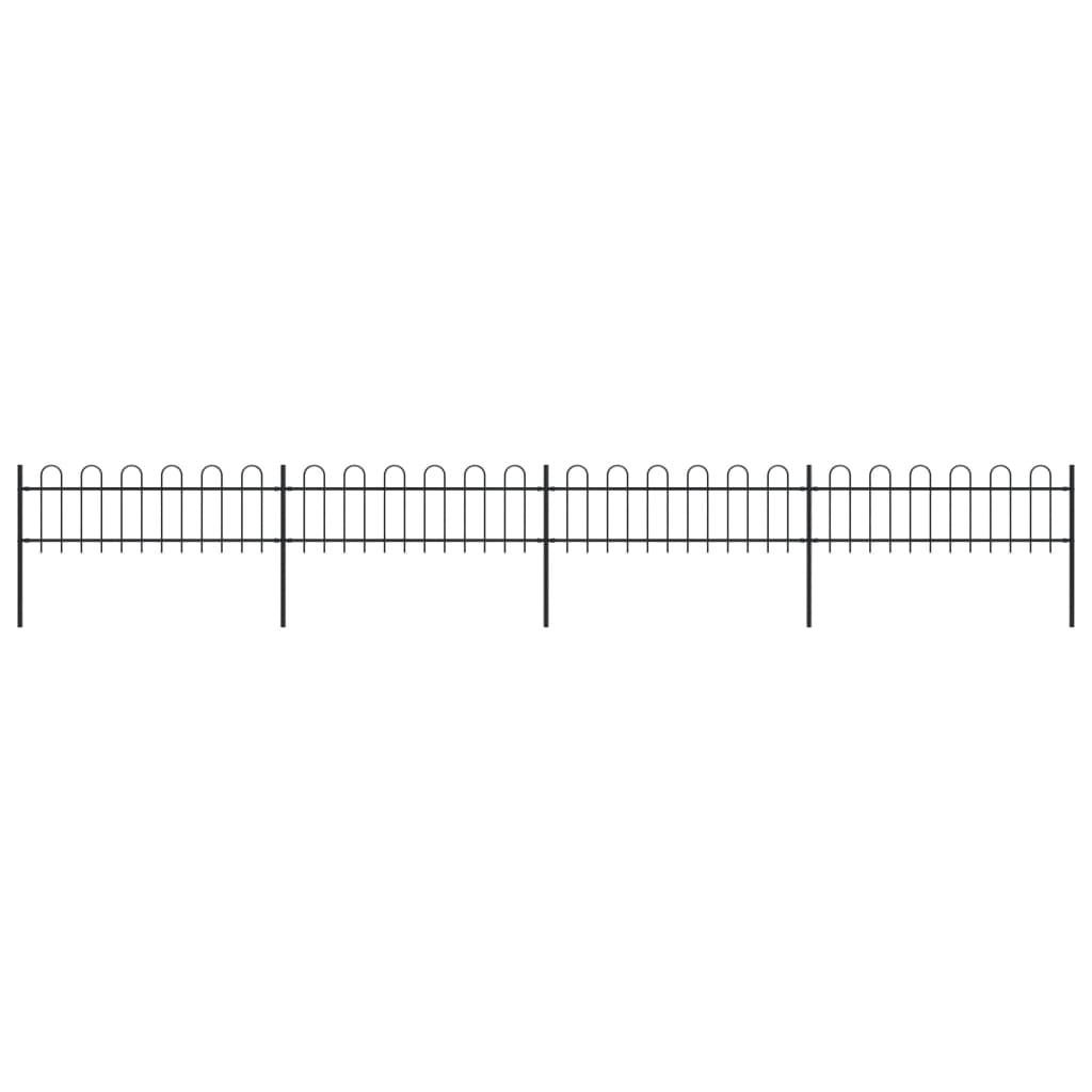 Berkfield Garden Fence with Hoop Top Steel 6.8x0.6 m Black