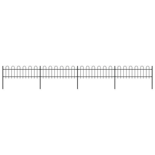 Berkfield Garden Fence with Hoop Top Steel 6.8x0.6 m Black