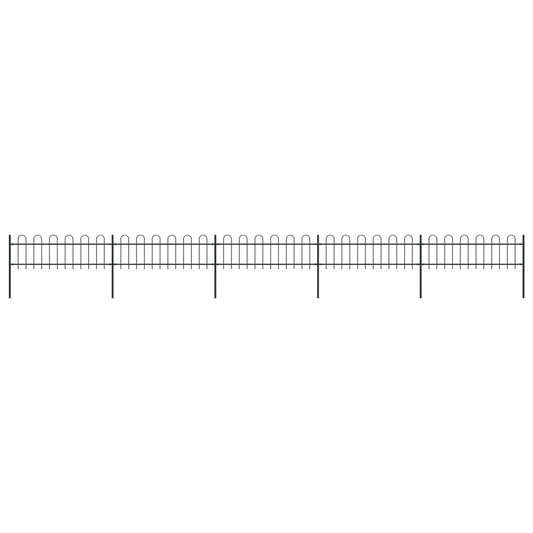 Berkfield Garden Fence with Hoop Top Steel 8.5x0.6 m Black
