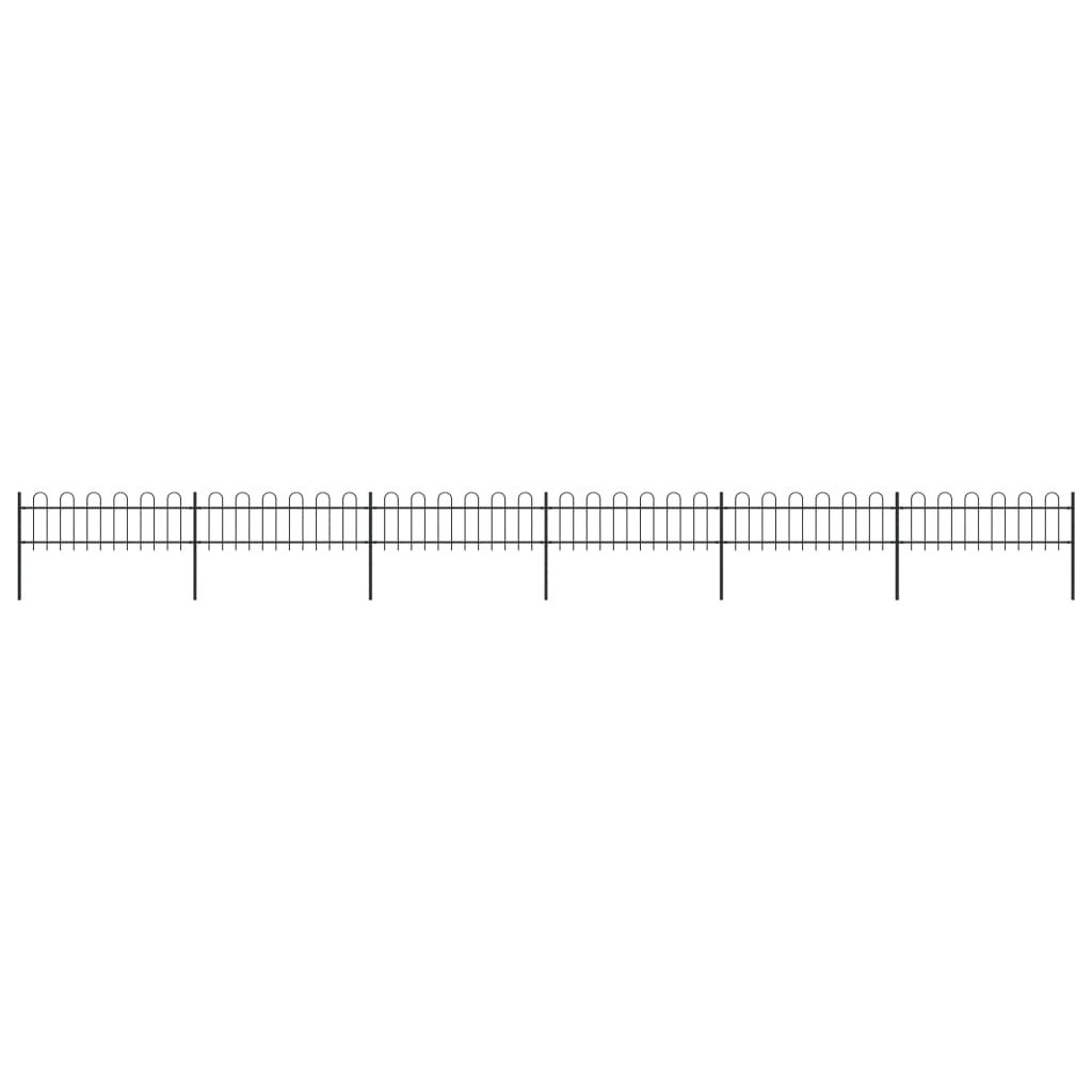 Berkfield Garden Fence with Hoop Top Steel 10.2x0.6 m Black