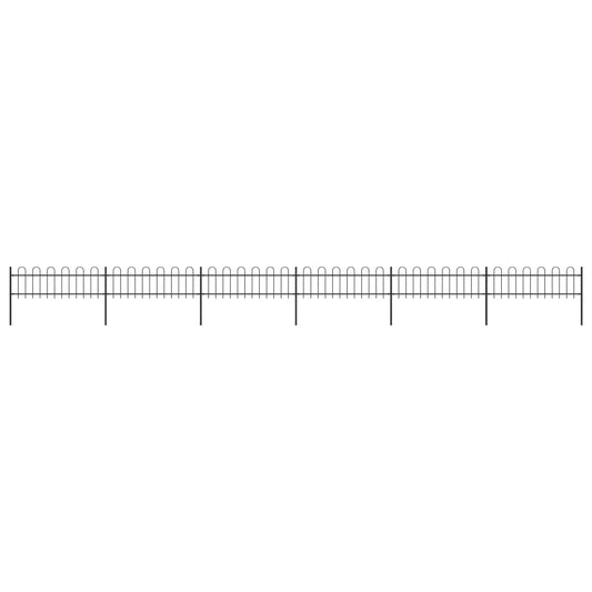 Berkfield Garden Fence with Hoop Top Steel 10.2x0.6 m Black