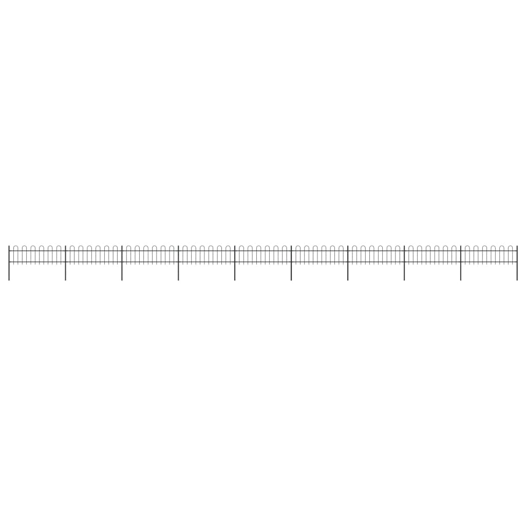 Berkfield Garden Fence with Hoop Top Steel 15.3x0.6 m Black