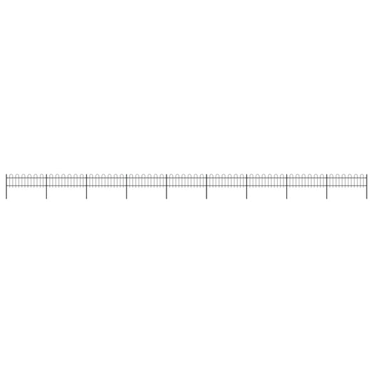 Berkfield Garden Fence with Hoop Top Steel 15.3x0.6 m Black