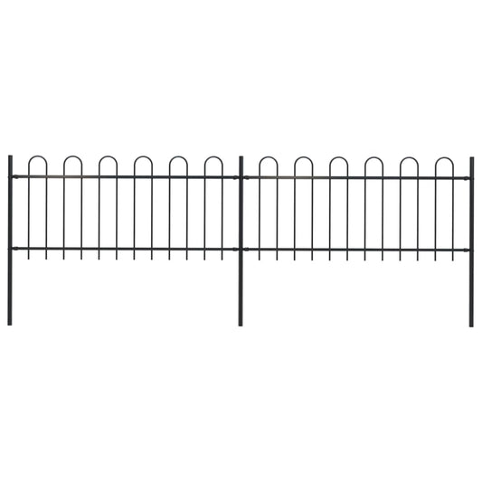Berkfield Garden Fence with Hoop Top Steel 3.4x0.8 m Black