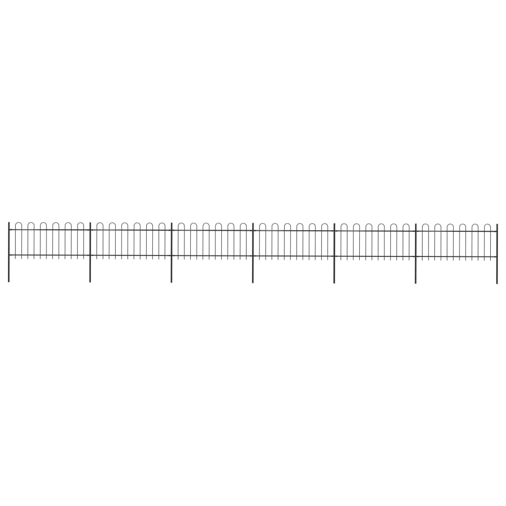 Berkfield Garden Fence with Hoop Top Steel 10.2x0.8 m Black