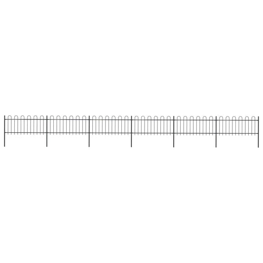 Berkfield Garden Fence with Hoop Top Steel 10.2x0.8 m Black