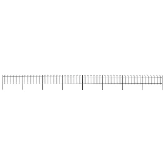 Berkfield Garden Fence with Hoop Top Steel 13.6x0.8 m Black