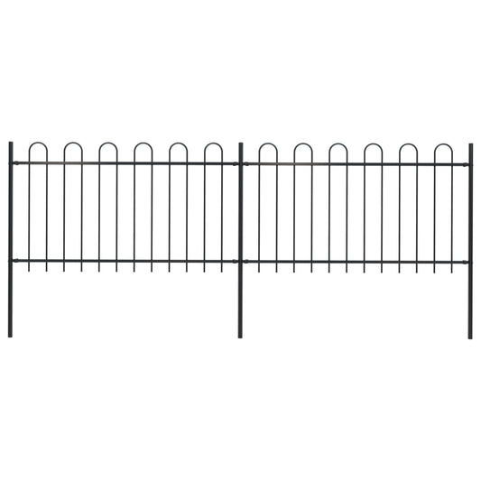 Berkfield Garden Fence with Hoop Top Steel 3.4x1 m Black