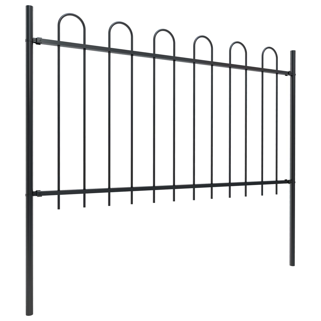 Berkfield Garden Fence with Hoop Top Steel 3.4x1 m Black