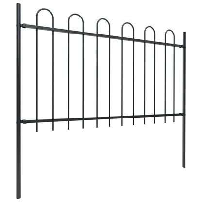Berkfield Garden Fence with Hoop Top Steel 3.4x1 m Black