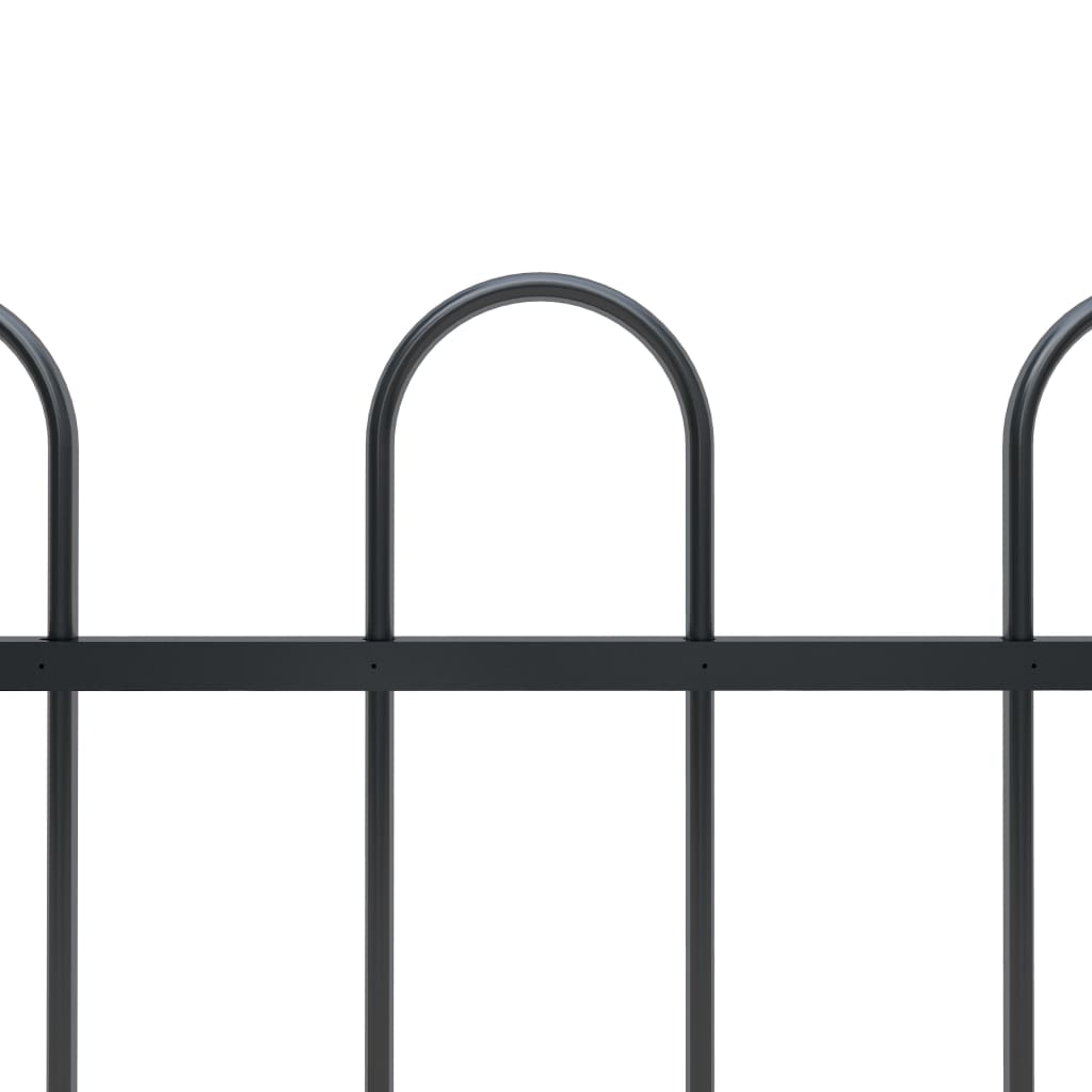 Berkfield Garden Fence with Hoop Top Steel 3.4x1 m Black