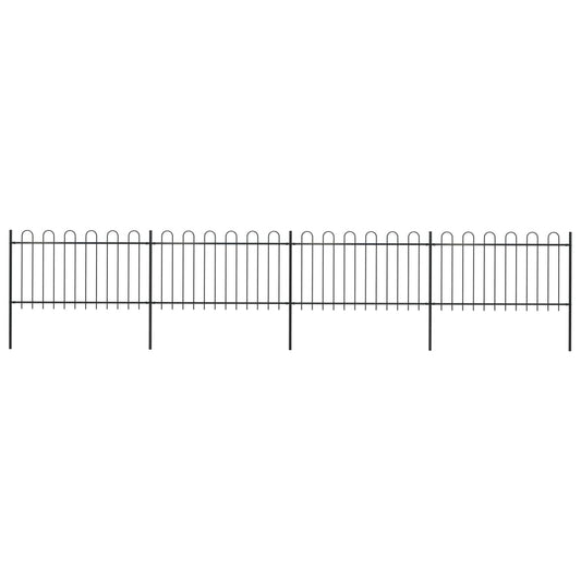 Berkfield Garden Fence with Hoop Top Steel 6.8x1 m Black