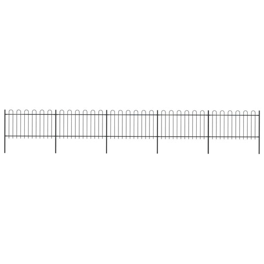 Berkfield Garden Fence with Hoop Top Steel 8.5x1 m Black