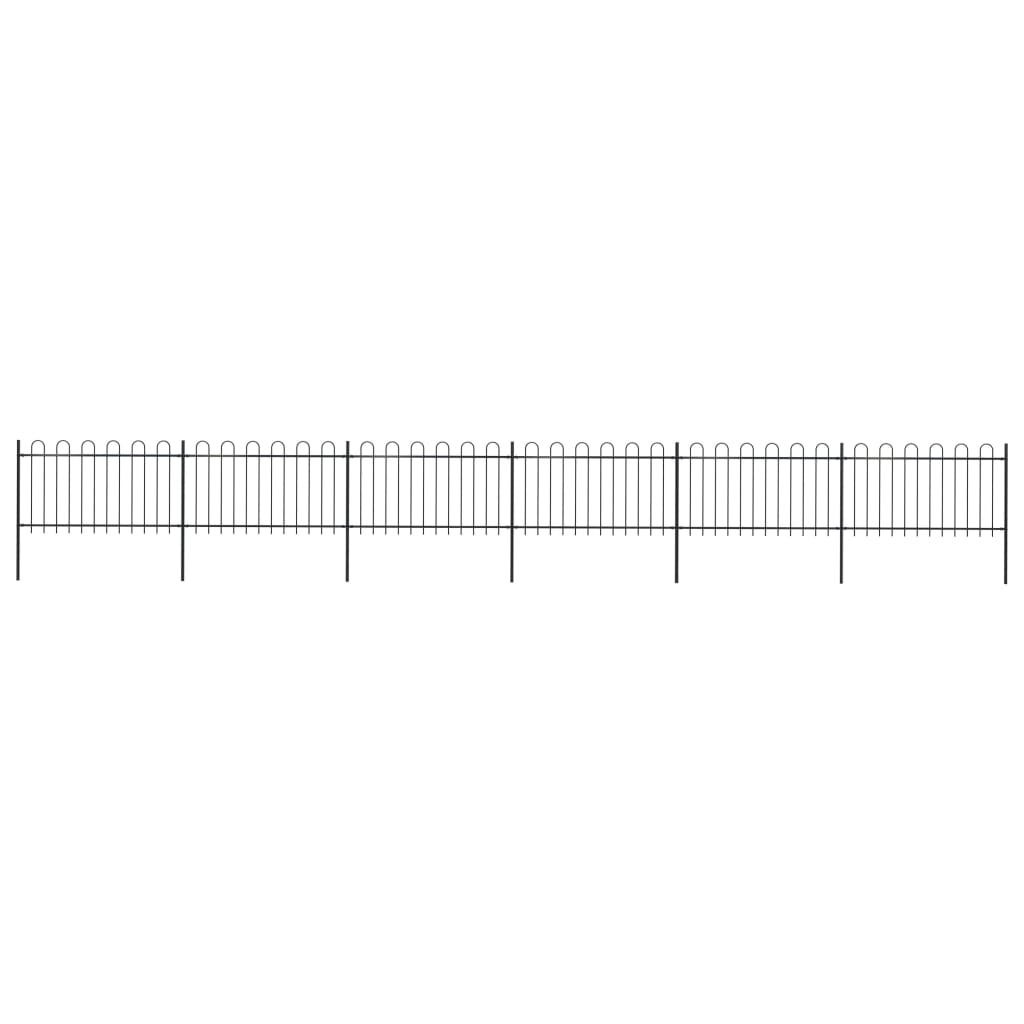 Berkfield Garden Fence with Hoop Top Steel 10.2x1 m Black
