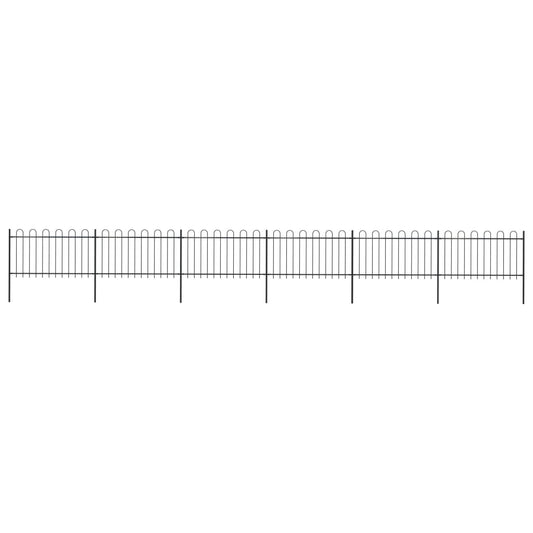 Berkfield Garden Fence with Hoop Top Steel 10.2x1 m Black