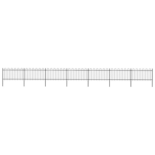 Berkfield Garden Fence with Hoop Top Steel 11.9x1 m Black