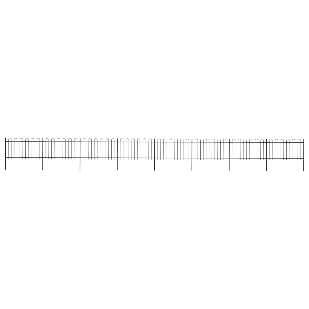 Berkfield Garden Fence with Hoop Top Steel 13.6x1 m Black