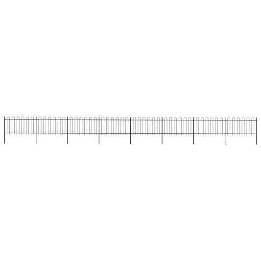 Berkfield Garden Fence with Hoop Top Steel 13.6x1 m Black
