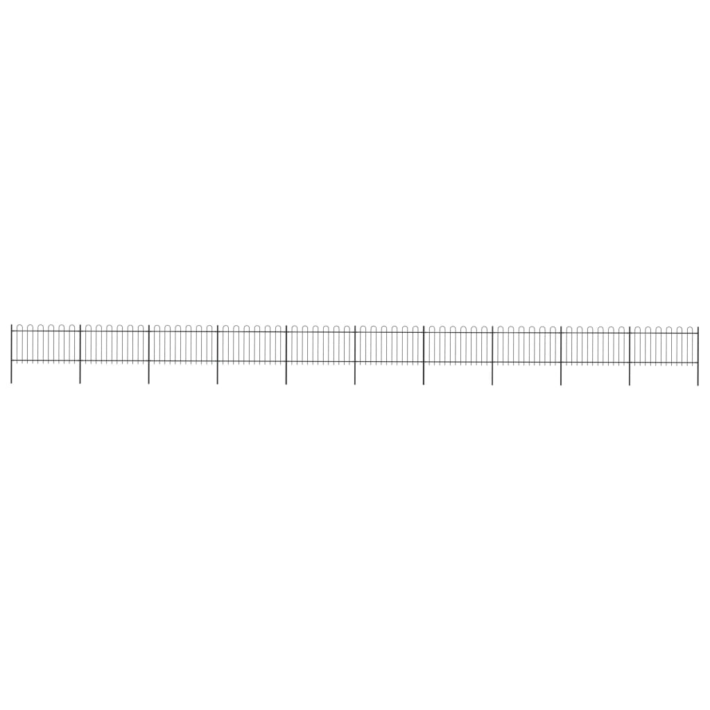 Berkfield Garden Fence with Hoop Top Steel 17x1 m Black