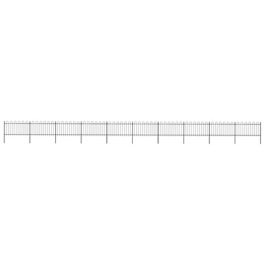 Berkfield Garden Fence with Hoop Top Steel 17x1 m Black