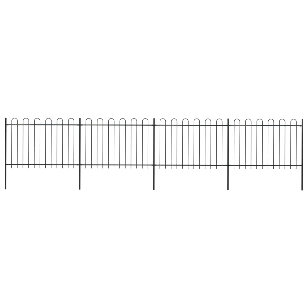 Berkfield Garden Fence with Hoop Top Steel 6.8x1.2 m Black