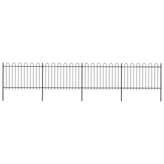 Berkfield Garden Fence with Hoop Top Steel 6.8x1.2 m Black