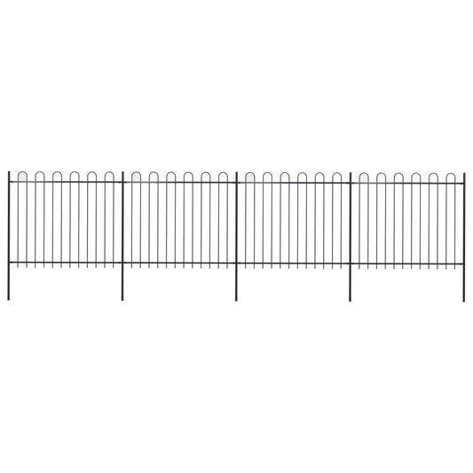 Berkfield Garden Fence with Hoop Top Steel 6.8x1.5 m Black