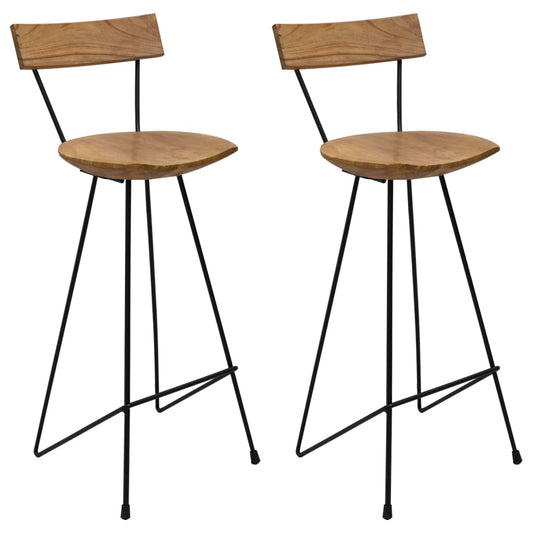 Berkfield Bar Stools 2 pcs Solid Teak Wood
