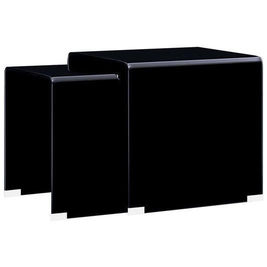 Berkfield Nesting Coffee Tables 2 pcs Black 42x42x41.5 cm Tempered Glass