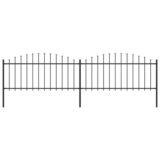 Berkfield Garden Fence with Spear Top Steel (0.5-0.75)x3.4 m Black