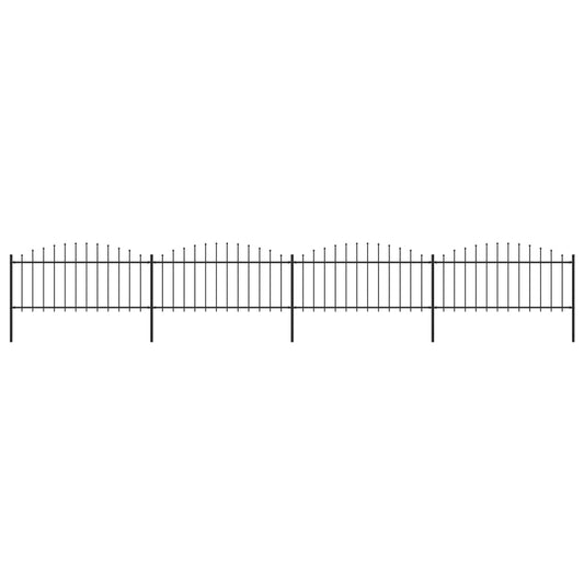 Berkfield Garden Fence with Spear Top Steel (0.5-0.75)x6.8 m Black