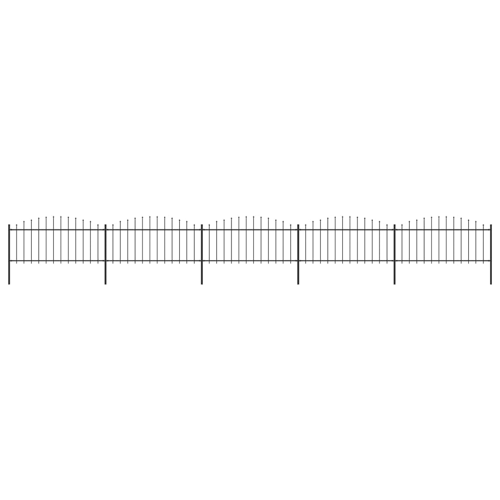 Berkfield Garden Fence with Spear Top Steel (0.5-0.75)x8.5 m Black