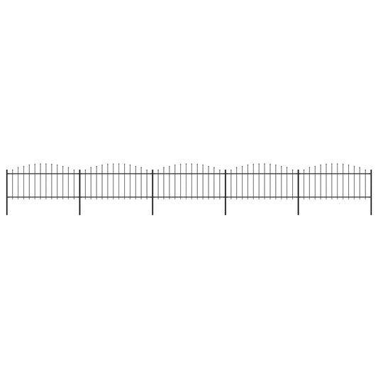 Berkfield Garden Fence with Spear Top Steel (0.5-0.75)x8.5 m Black
