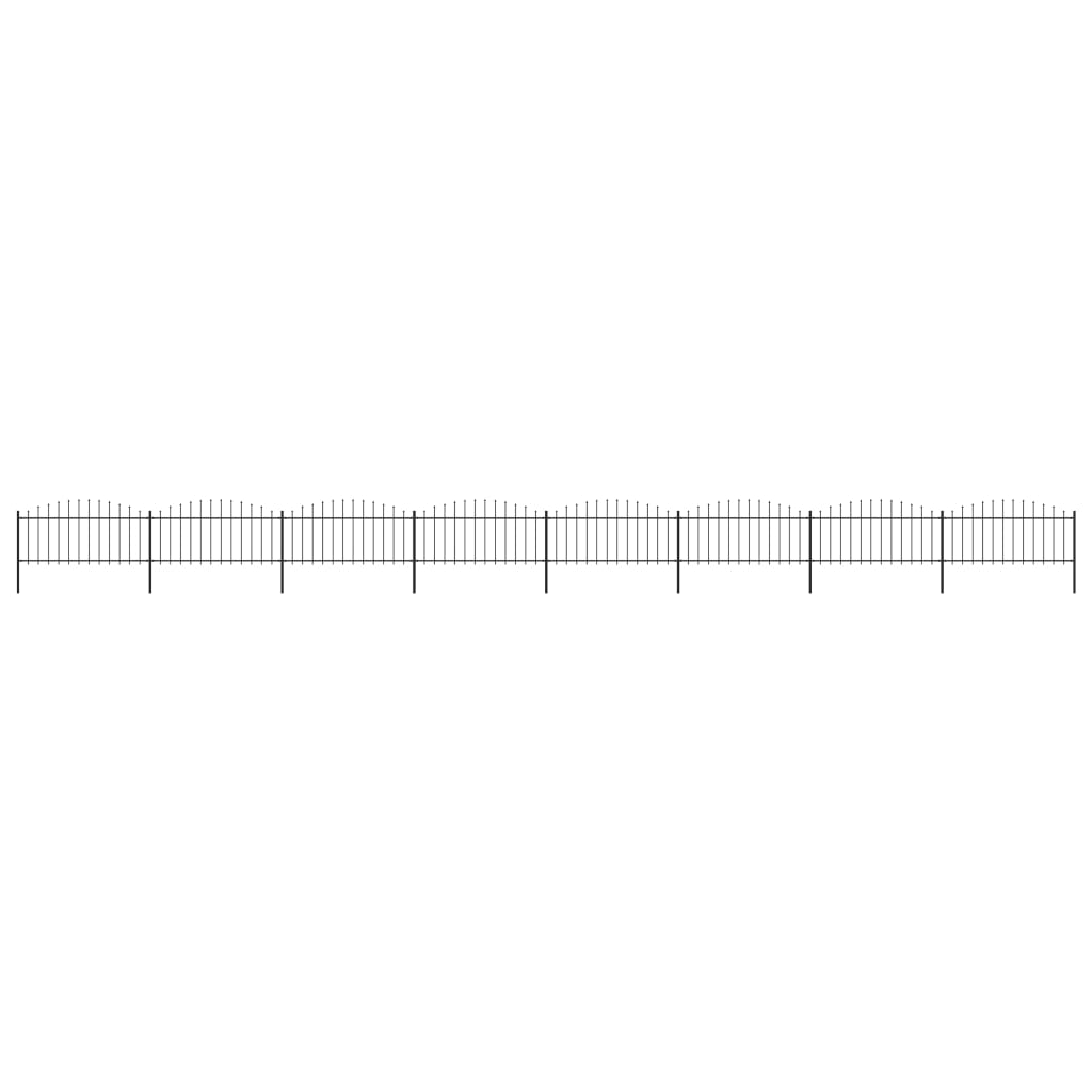 Berkfield Garden Fence with Spear Top Steel (0.5-0.75)x13.6 m Black