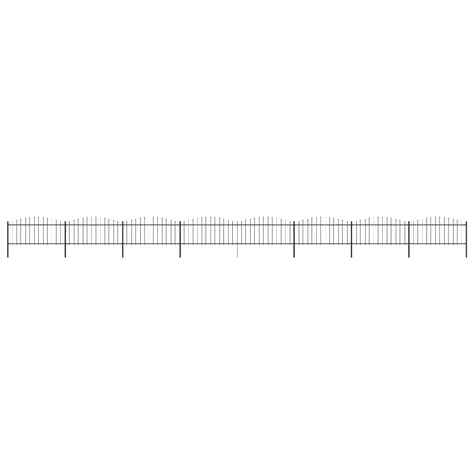 Berkfield Garden Fence with Spear Top Steel (0.5-0.75)x13.6 m Black