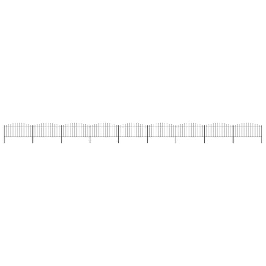 Berkfield Garden Fence with Spear Top Steel (0.5-0.75)x15.3 m Black