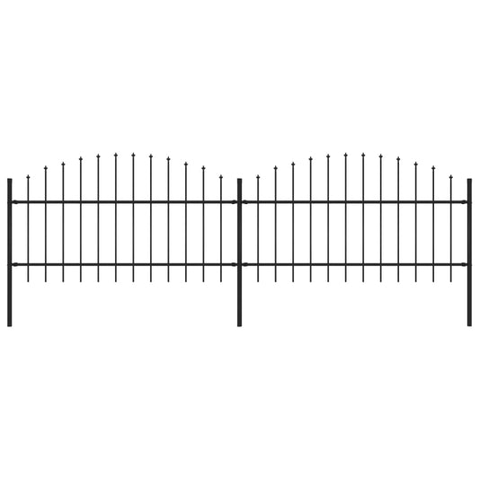 Berkfield Garden Fence with Spear Top Steel (1-1.25)x3.4 m Black
