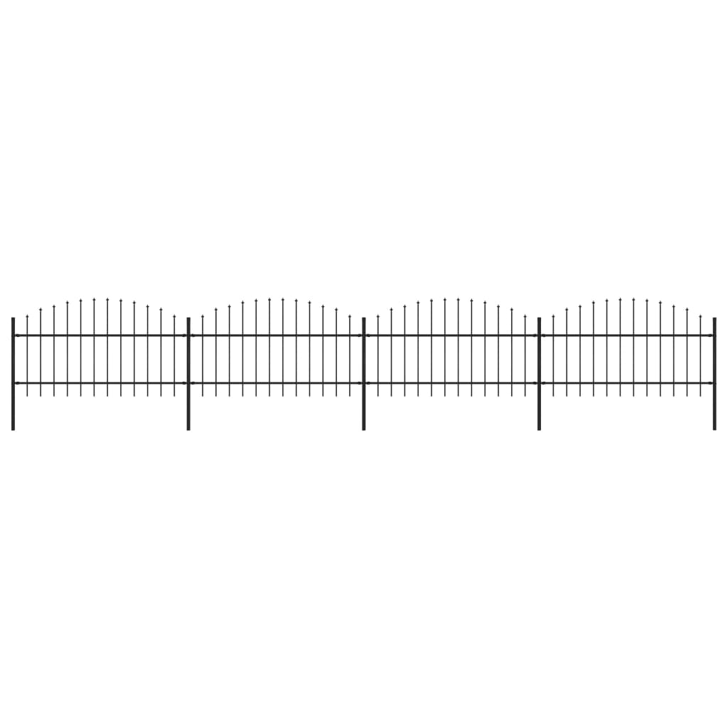 Berkfield Garden Fence with Spear Top Steel (1-1.25)x6.8 m Black