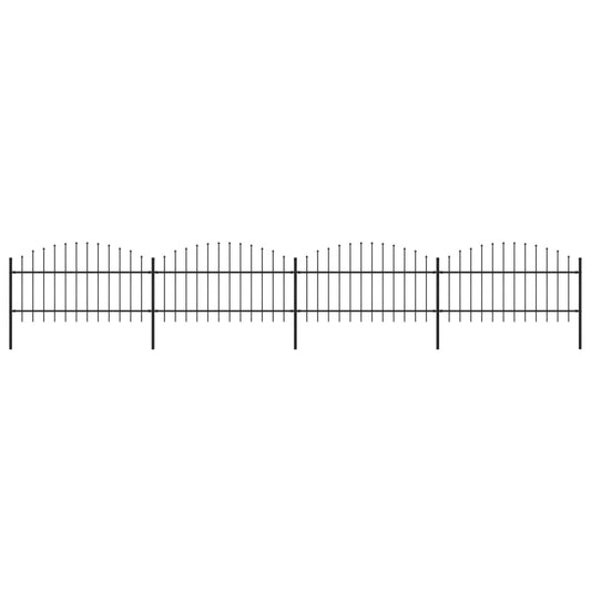 Berkfield Garden Fence with Spear Top Steel (1-1.25)x6.8 m Black