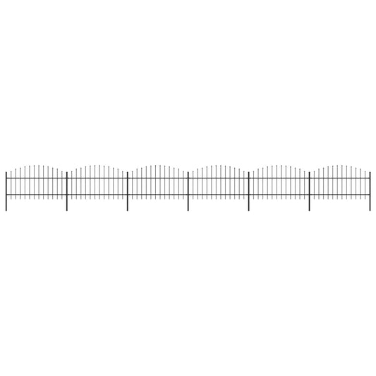 Berkfield Garden Fence with Spear Top Steel (1-1.25)x10.2 m Black