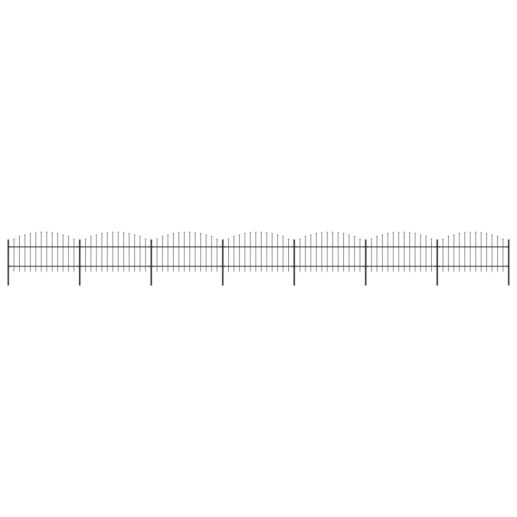 Berkfield Garden Fence with Spear Top Steel (1-1.25)x11.9 m Black