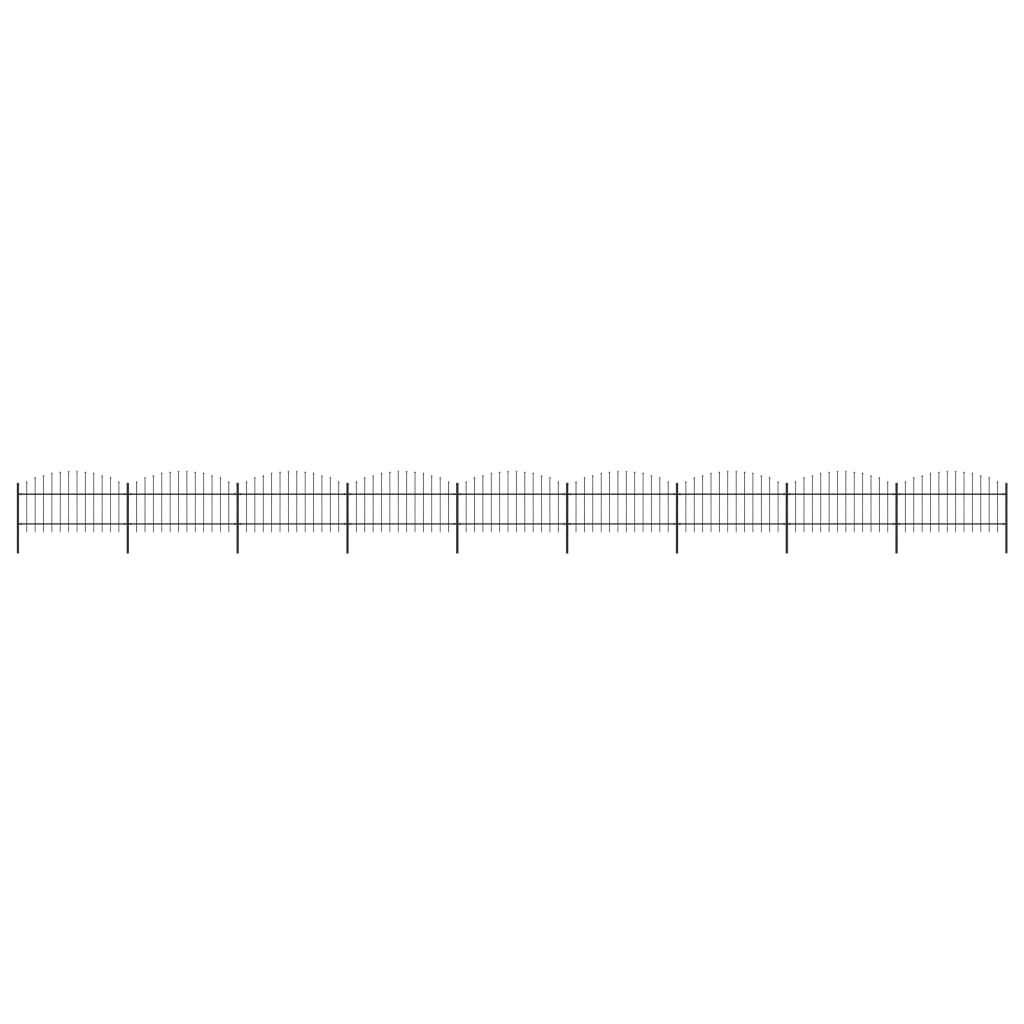 Berkfield Garden Fence with Spear Top Steel (1-1.25)x15.3 m Black