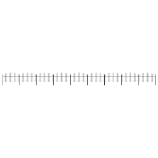 Berkfield Garden Fence with Spear Top Steel (1-1.25)x15.3 m Black
