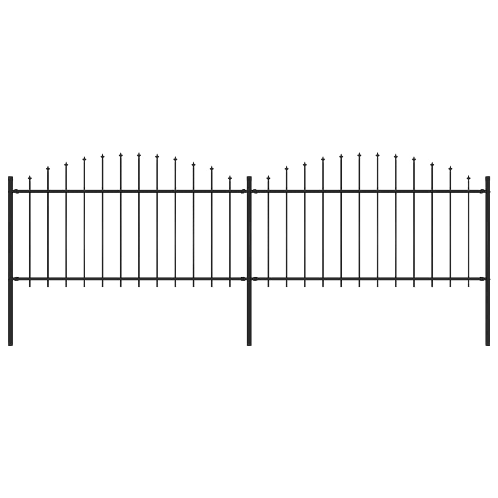 Berkfield Garden Fence with Spear Top Steel (1.25-1.5)x3.4 m Black
