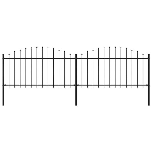 Berkfield Garden Fence with Spear Top Steel (1.25-1.5)x3.4 m Black