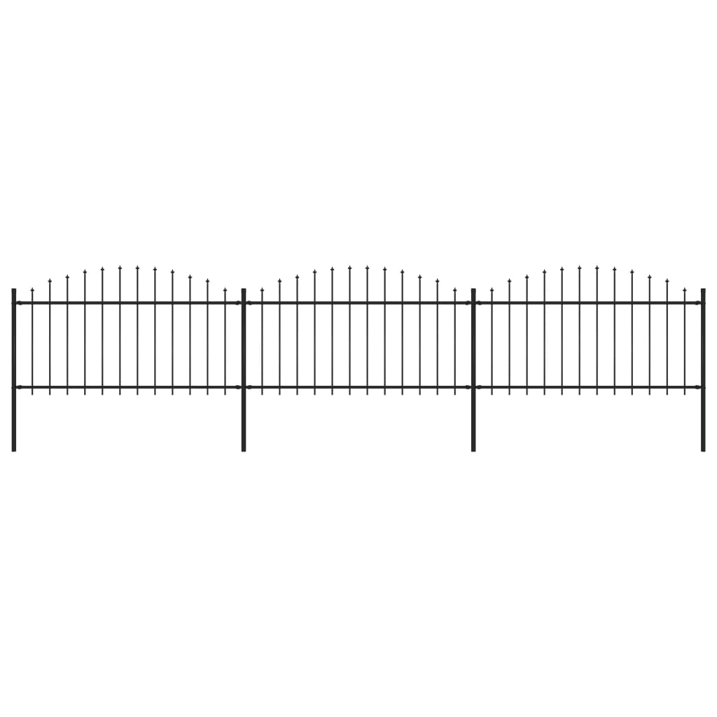 Berkfield Garden Fence with Spear Top Steel (1.25-1.5)x5.1 m Black