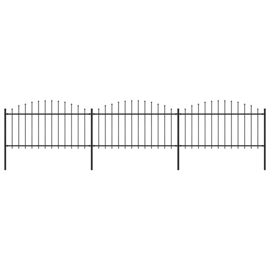 Berkfield Garden Fence with Spear Top Steel (1.25-1.5)x5.1 m Black