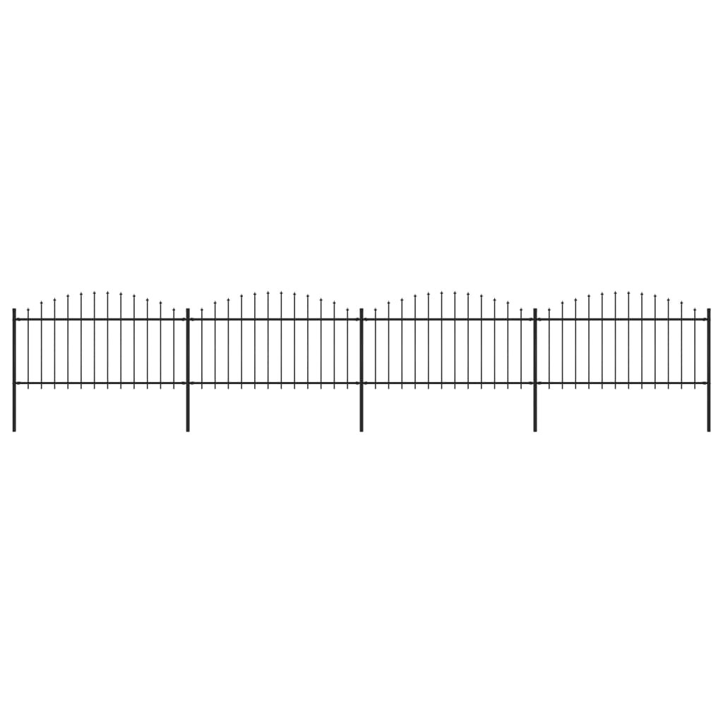 Berkfield Garden Fence with Spear Top Steel (1.25-1.5)x6.8 m Black