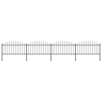 Berkfield Garden Fence with Spear Top Steel (1.25-1.5)x6.8 m Black