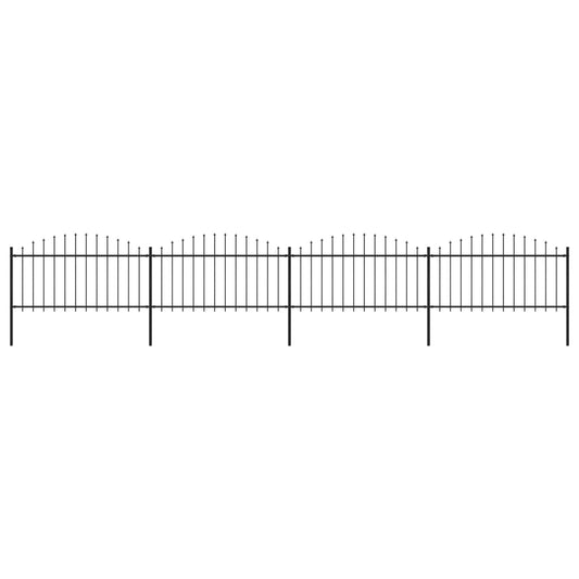 Berkfield Garden Fence with Spear Top Steel (1.25-1.5)x6.8 m Black